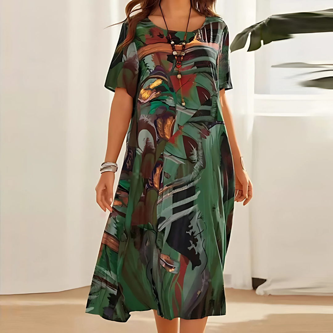 Karisa | Women's Elegant Floral Midi Dress-Metro Lane Plaza