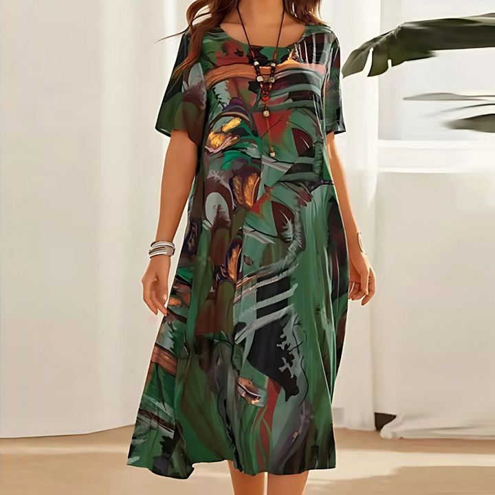 Karisa | Women's Elegant Floral Midi Dress-Metro Lane Plaza