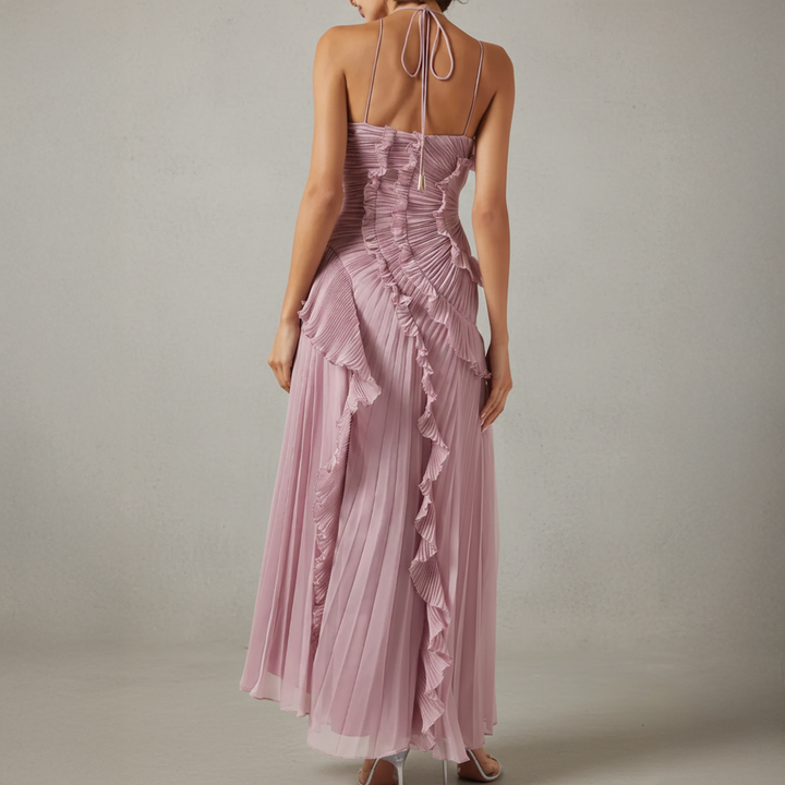 Avery | Women's Asymmetric Pleated Dress-Metro Lane Plaza