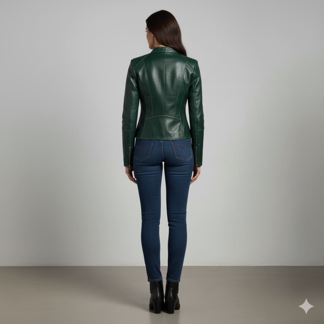 Ava | Women's Classic Leather Jacket-Metro Lane Plaza