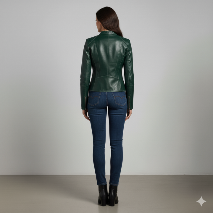 Ava | Women's Classic Leather Jacket-Metro Lane Plaza