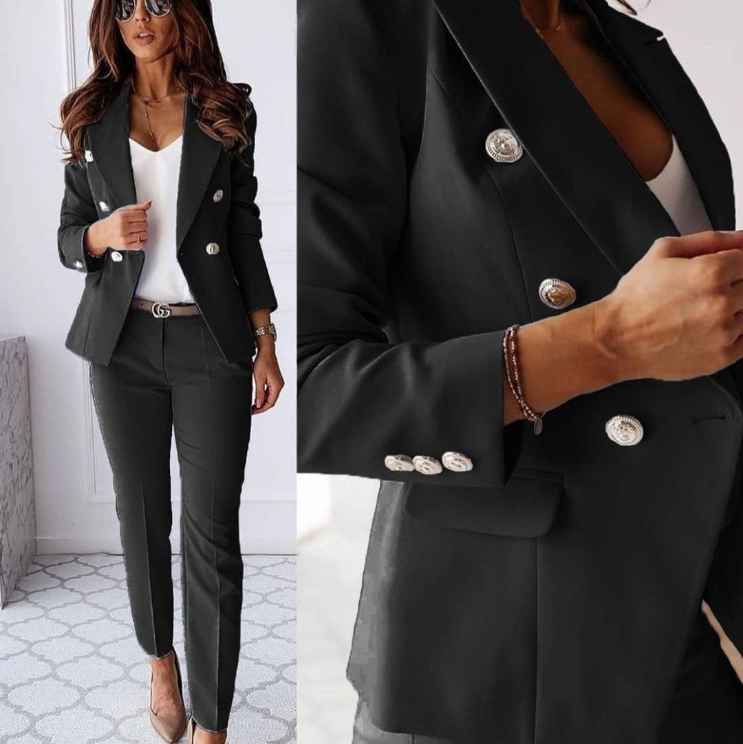 Lily | Women's Double-Breasted Suit Set-Metro Lane Plaza