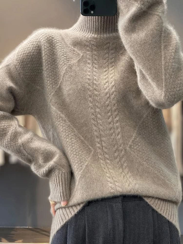 Kuscheliger Zopfmuster-Rollkragenpullover für Damen