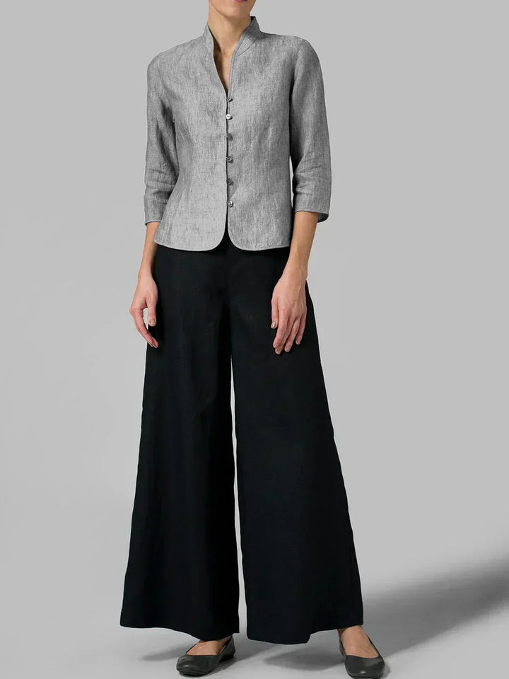 Women's Elegant Linen Blazer-Metro Lane Plaza