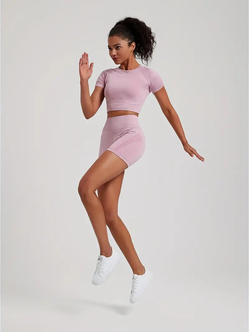 Famke | Women's Gym Set – 2-Piece High-Waist Legging and Top-Metro Lane Plaza
