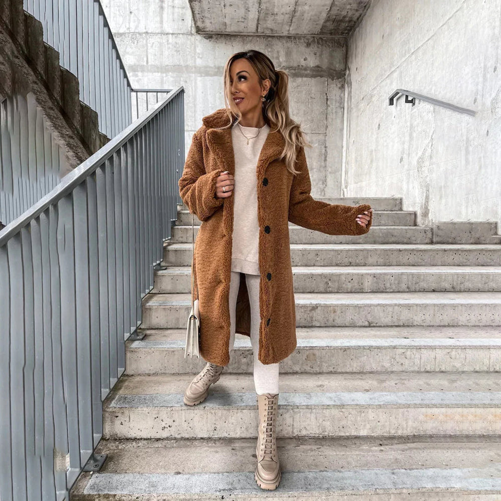 Women's Warm and Comfortable Long Teddy Coat-Metro Lane Plaza