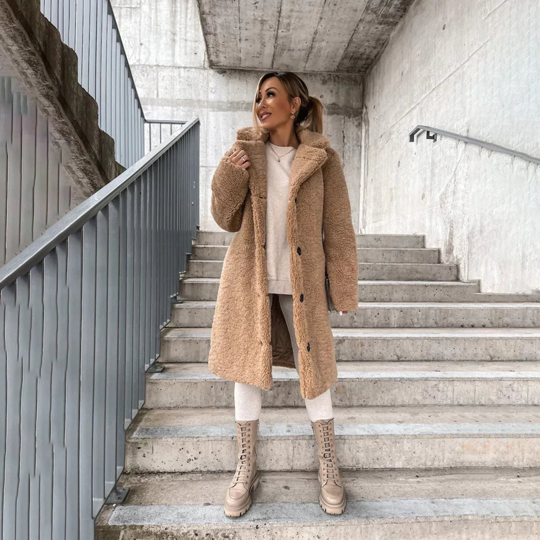 Women's Warm and Comfortable Long Teddy Coat-Metro Lane Plaza