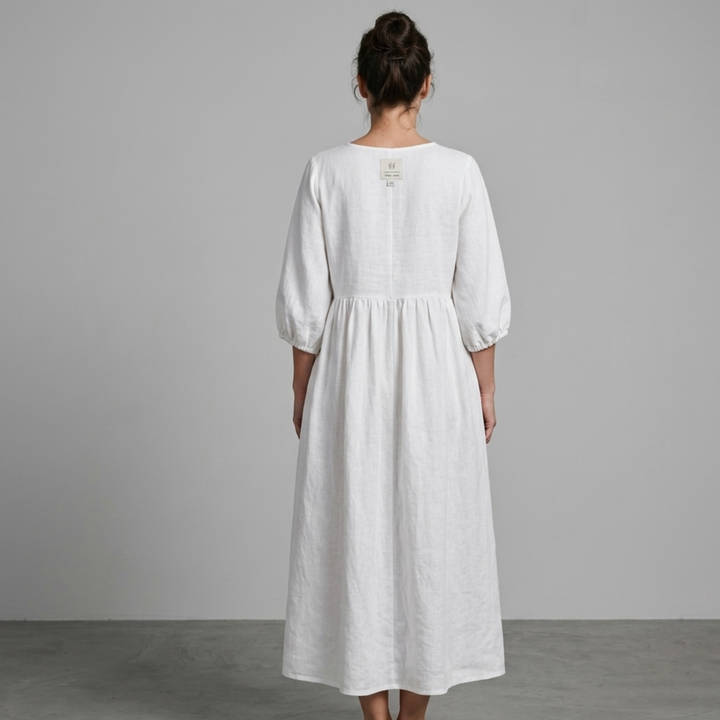 Mia | Women's V Neck Maxi Dress, Loose Fit Midi with Pockets-Metro Lane Plaza