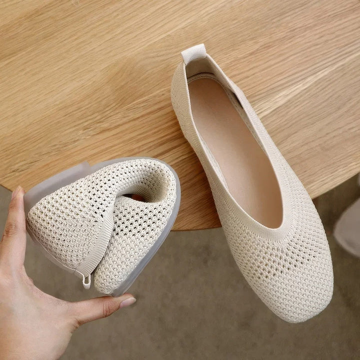 Breathable Mesh Women's Shoes | Flat Square Toe Hollow-Out Design-Metro Lane Plaza