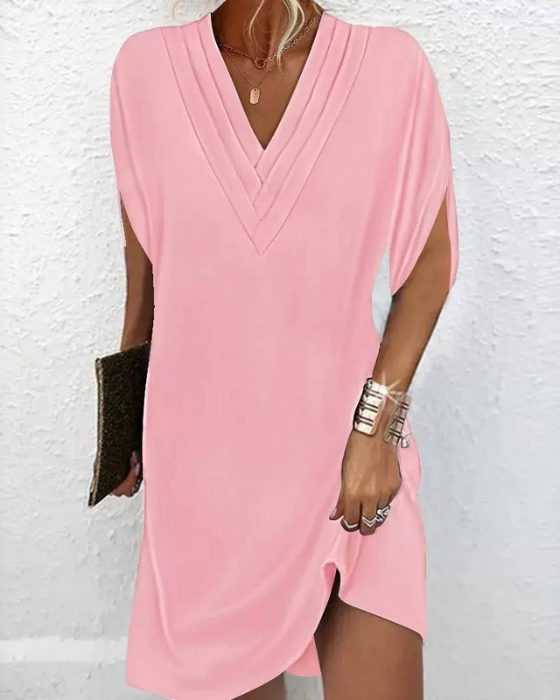 Selene | Women's Soft V-Neck Midi Dress-Metro Lane Plaza