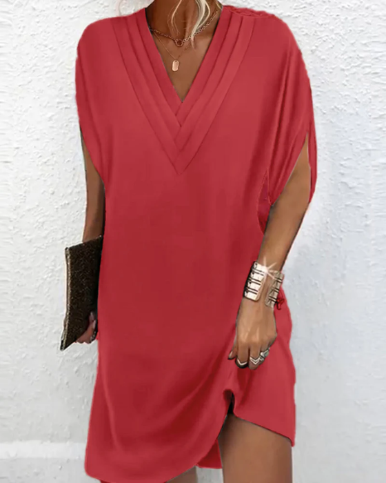 Selene | Women's Soft V-Neck Midi Dress-Metro Lane Plaza