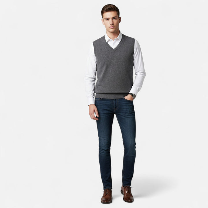 Luca | Men's Classic Merino Wool Vest-Metro Lane Plaza