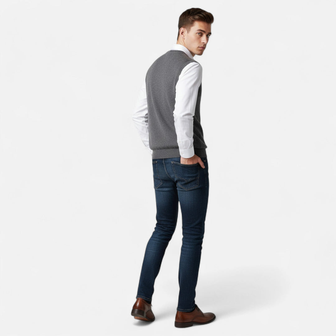 Luca | Men's Classic Merino Wool Vest-Metro Lane Plaza