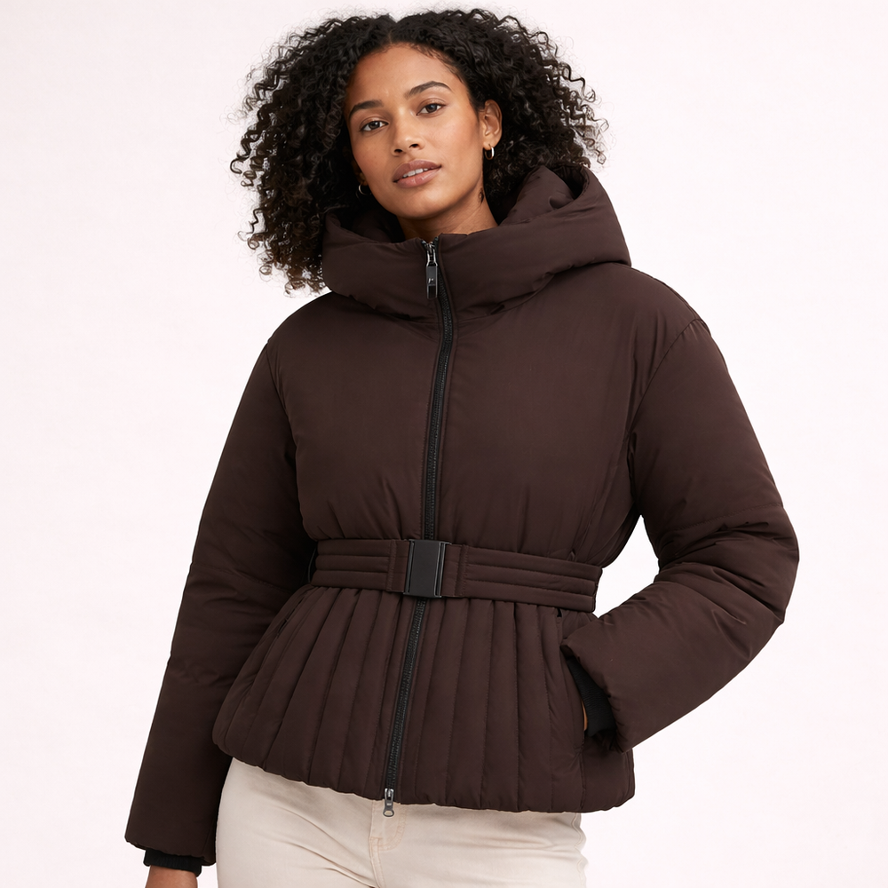 Aria | Women's Elegant Warm Peplum Ski Jacket-Metro Lane Plaza