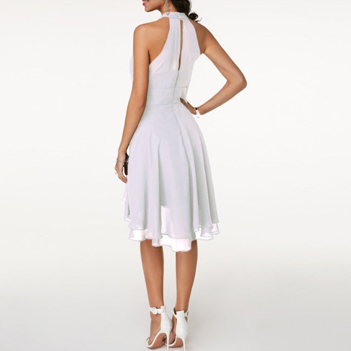 Alyssa | Women's Elegant Ruffled Halter Mini Dress-Metro Lane Plaza