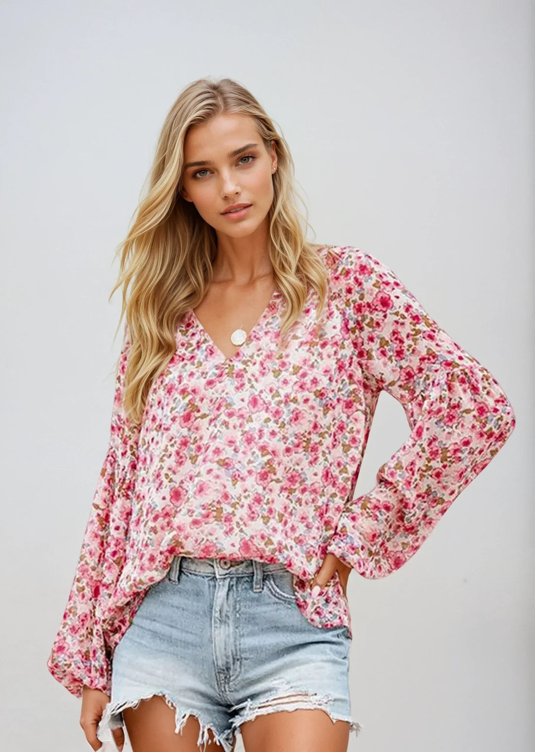 Women's Light Floral Casual Blouse-Metro Lane Plaza