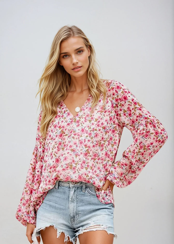 Women's Light Floral Casual Blouse-Metro Lane Plaza