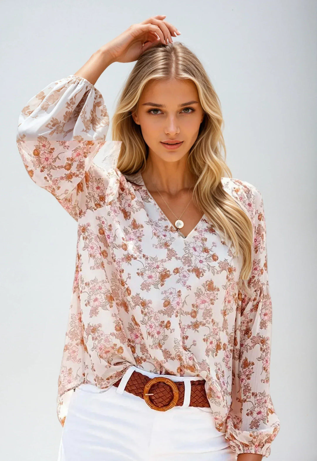 Women's Light Floral Casual Blouse-Metro Lane Plaza