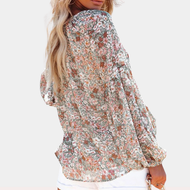 Women's Light Floral Casual Blouse-Metro Lane Plaza