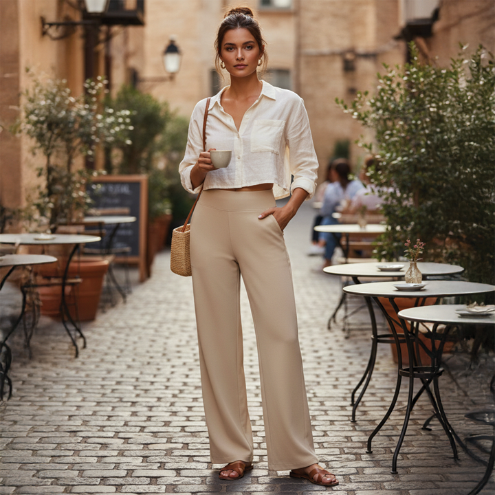 Julie | Women's Wide-Leg Trousers-Metro Lane Plaza