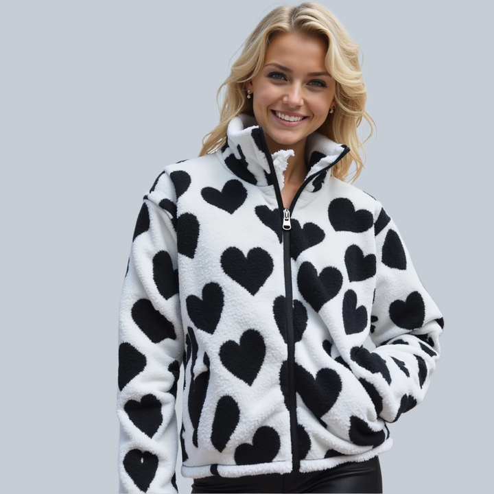 Giacca reversibile con cuore e dal comfort avvolgente da donna