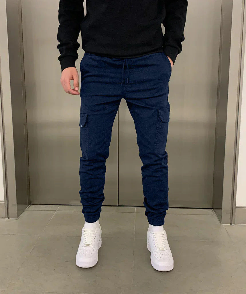 James | Men's Slim Cargo Jogger Pants with Adjustable Waist and Pockets-Metro Lane Plaza