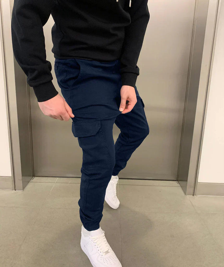 James | Men's Slim Cargo Jogger Pants with Adjustable Waist and Pockets-Metro Lane Plaza