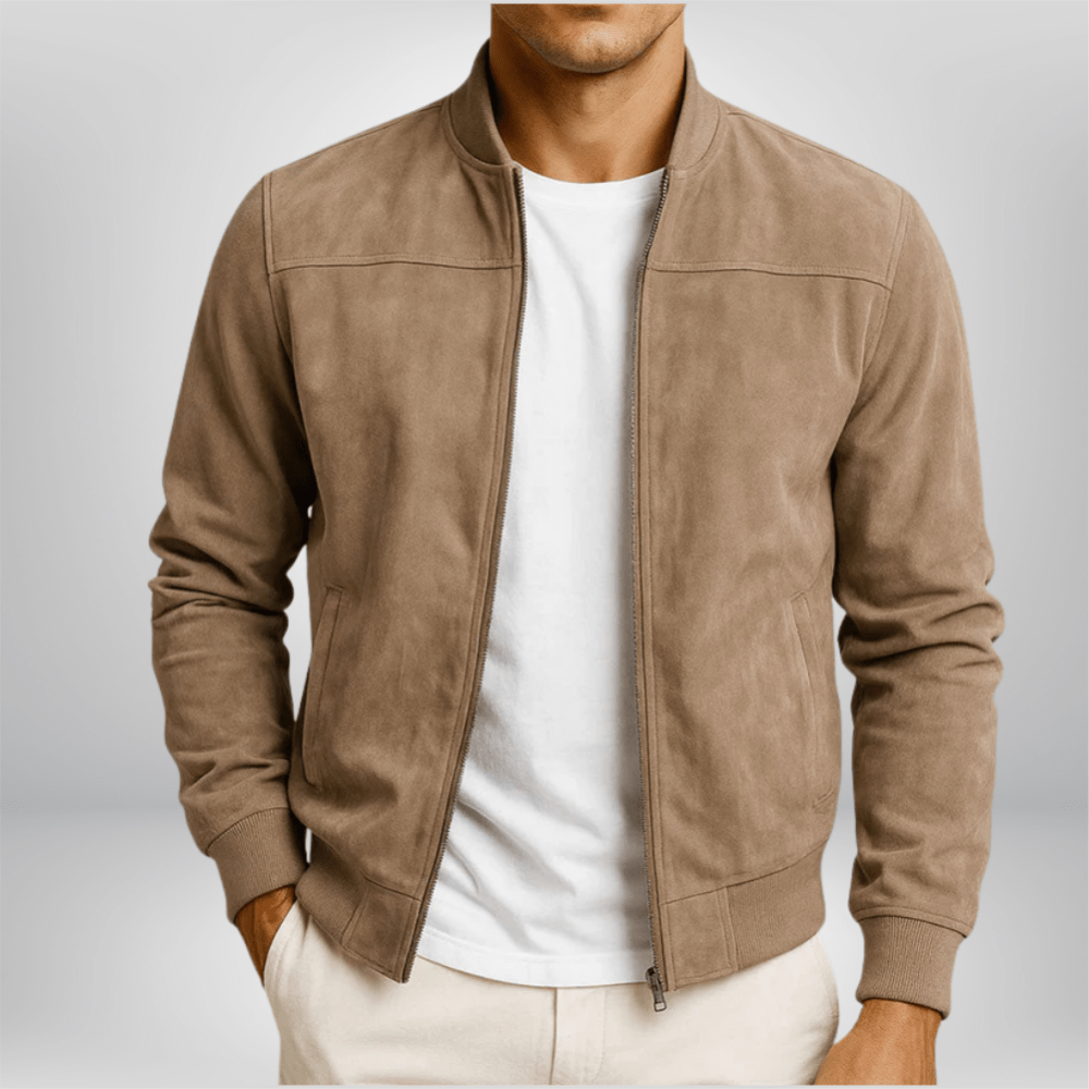 Bennett | Men's Classic Minimalist Leather Bomber Jacket-Metro Lane Plaza