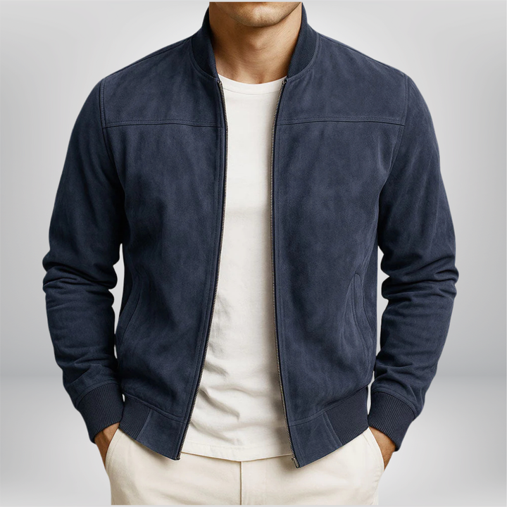 Bennett | Men's Classic Minimalist Leather Bomber Jacket-Metro Lane Plaza