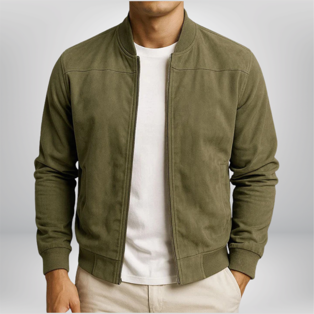 Bennett | Men's Classic Minimalist Leather Bomber Jacket-Metro Lane Plaza