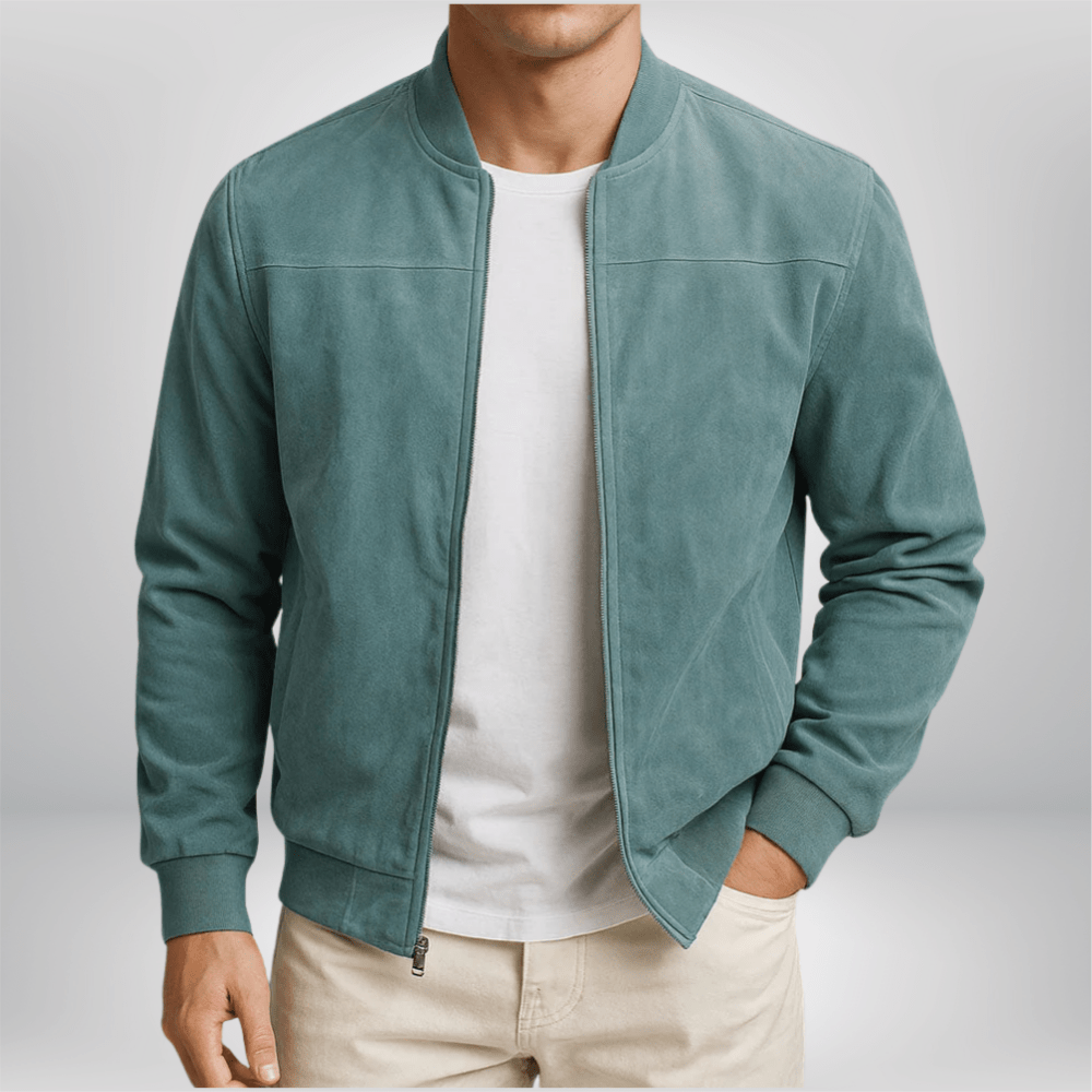 Bennett | Men's Classic Minimalist Leather Bomber Jacket-Metro Lane Plaza