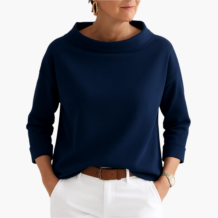 Julia | Women's Elegant Comfortable Stand Collar Top-Metro Lane Plaza