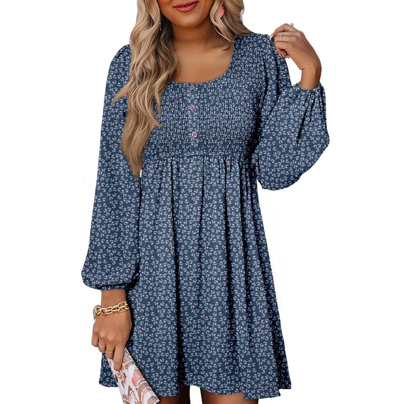 Daisy | Women's Smocked Empire-Waist Mini Dress-Metro Lane Plaza