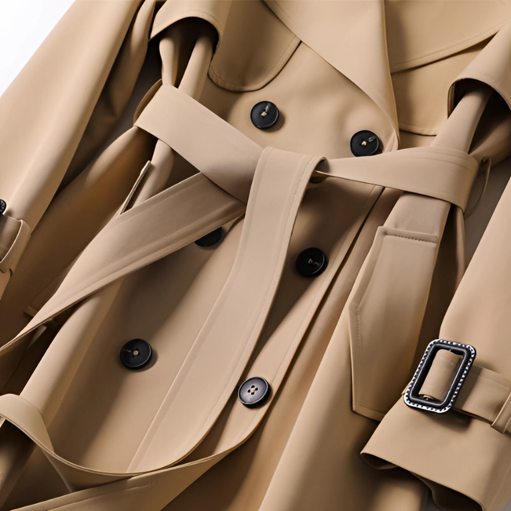 Sophia | Women's Double-Breasted Trench Coat with Belt - Timeless Style-Metro Lane Plaza