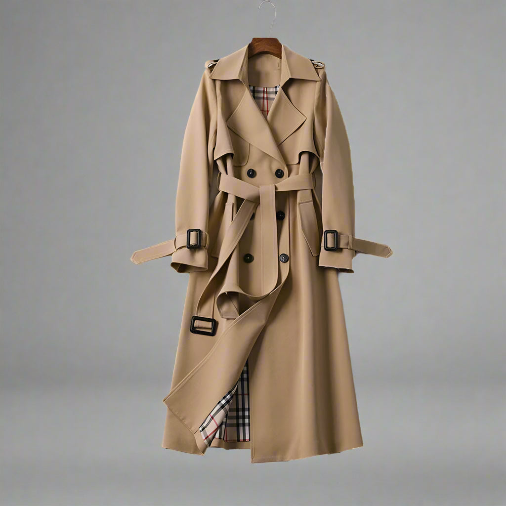 Sophia | Women's Double-Breasted Trench Coat with Belt - Timeless Style-Metro Lane Plaza