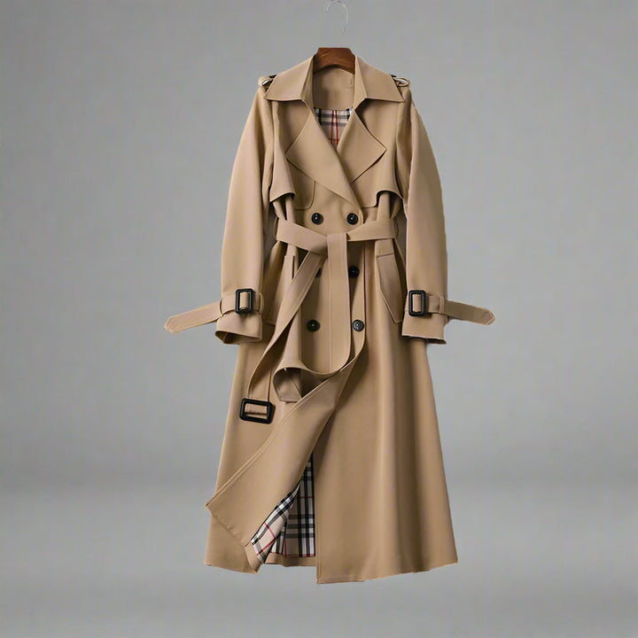 Sophia | Women's Double-Breasted Trench Coat with Belt - Timeless Style-Metro Lane Plaza