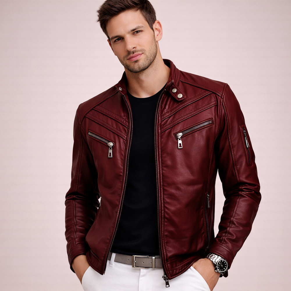 Kendrick | Men's Modern Timeless Leather Jacket-Metro Lane Plaza