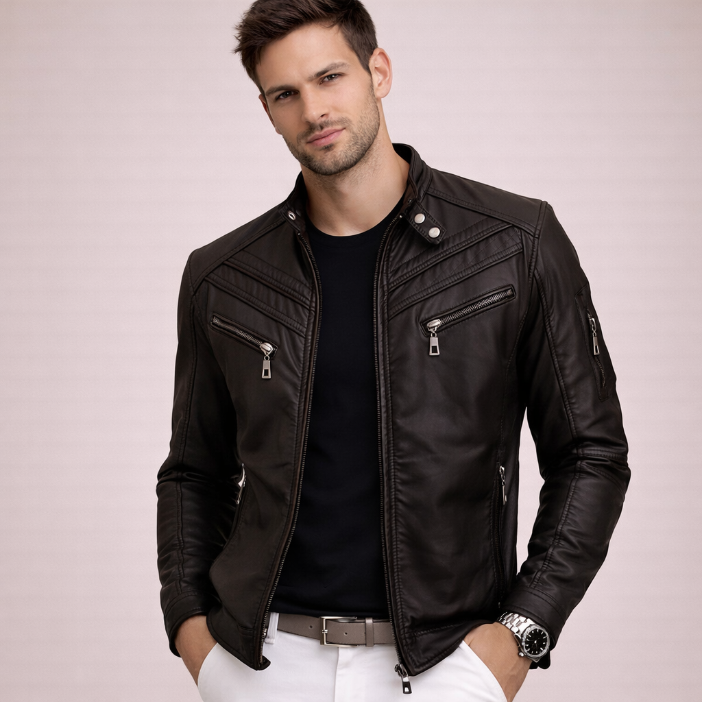 Kendrick | Men's Modern Timeless Leather Jacket-Metro Lane Plaza