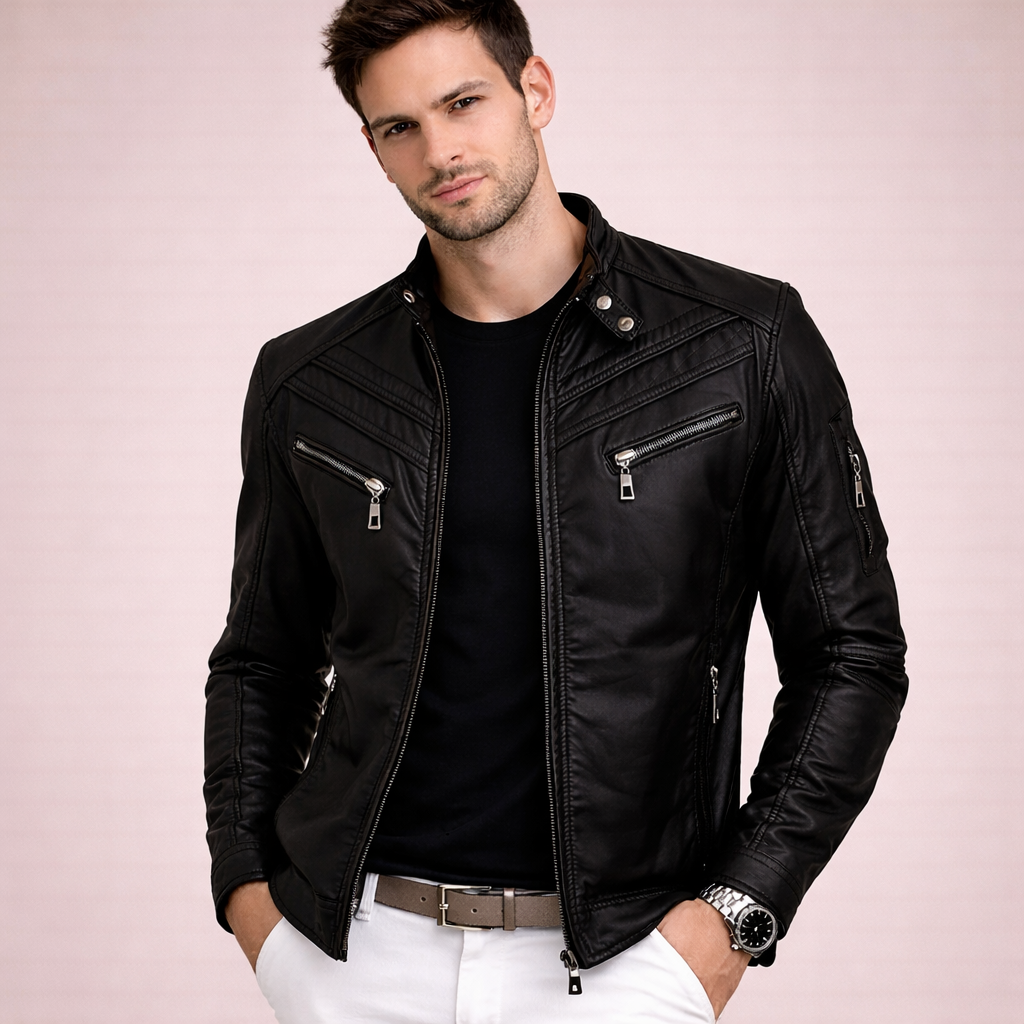 Kendrick | Men's Modern Timeless Leather Jacket-Metro Lane Plaza