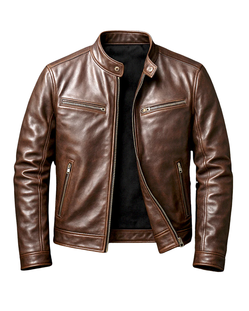 Alfred | Vintage-Inspired Men's Leather Biker Jacket-Metro Lane Plaza