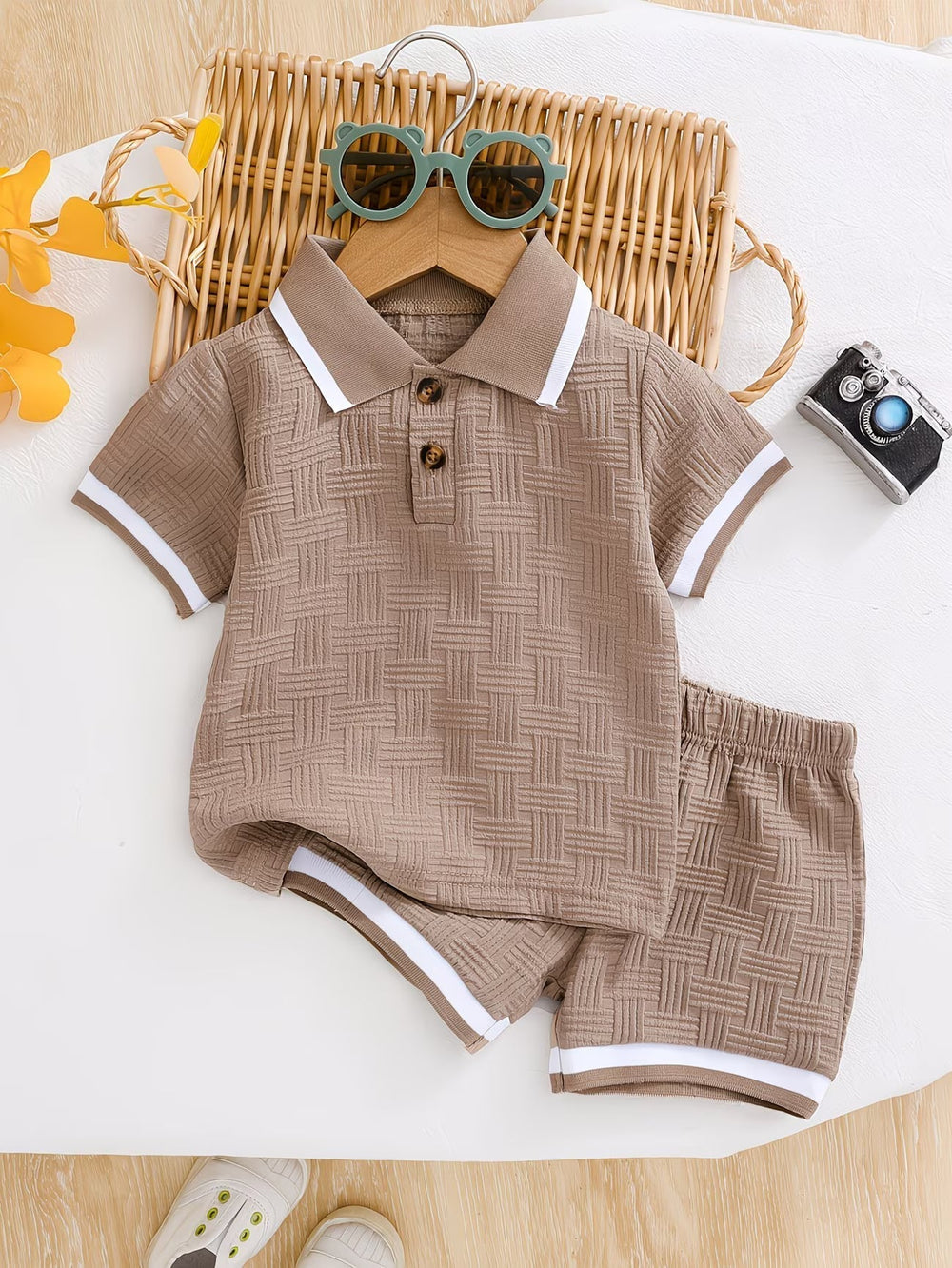 Arden | Boys' Textured Polo Shirt and Shorts Set-Metro Lane Plaza