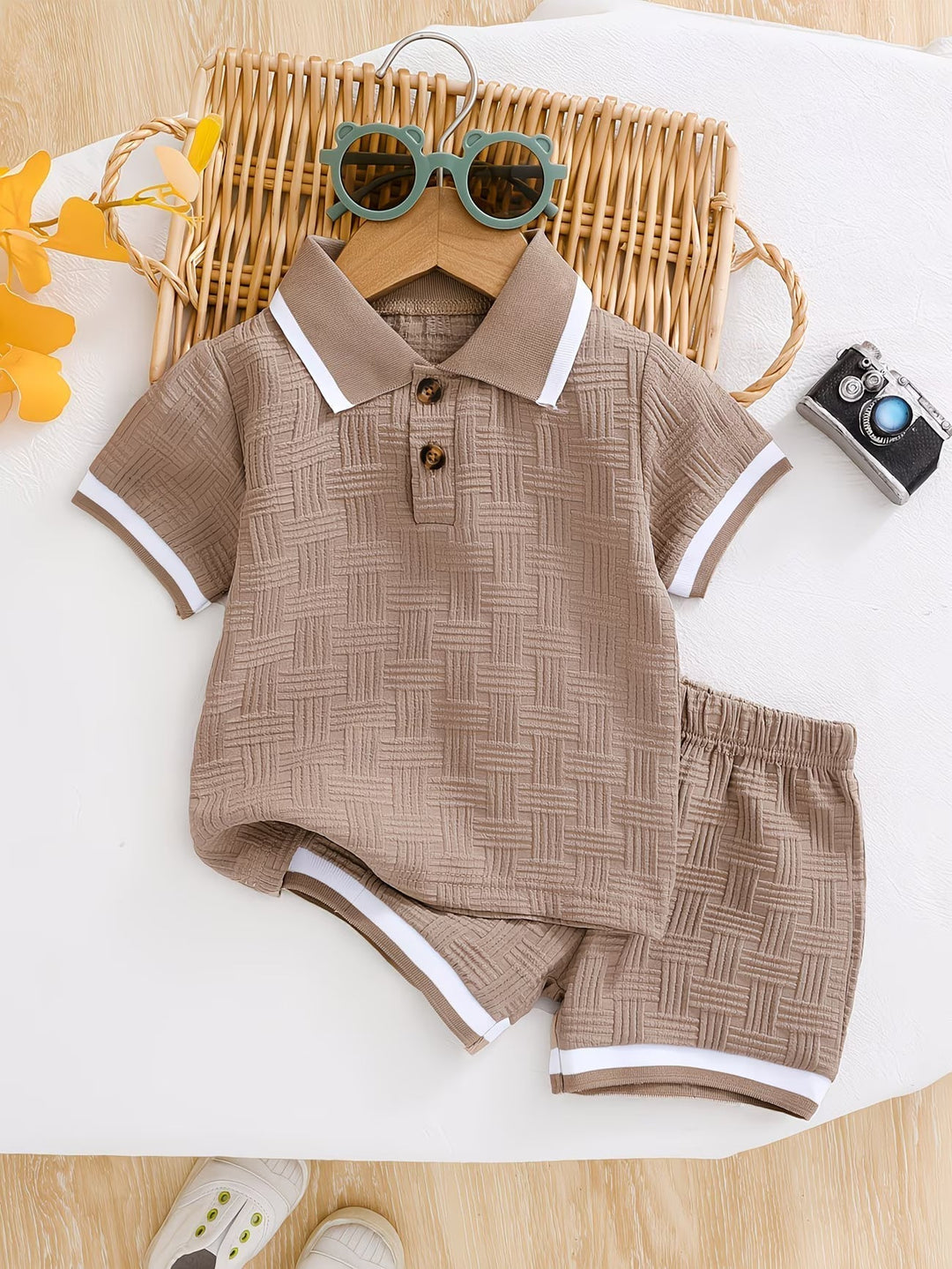 Arden | Boys' Textured Polo Shirt and Shorts Set-Metro Lane Plaza