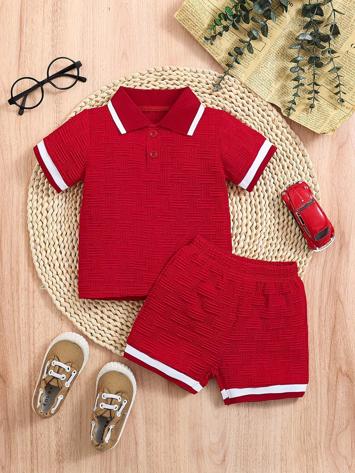 Arden | Boys' Textured Polo Shirt and Shorts Set-Metro Lane Plaza