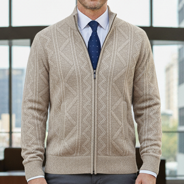 Casaco de malha masculino elegante para um visual profissional