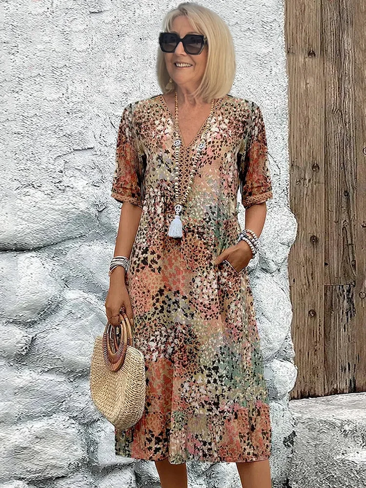 Bianca | Women's Relaxed Fit Floral Midi Dress-Metro Lane Plaza