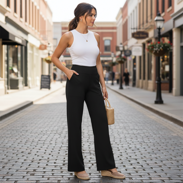 Julie | Women's Wide-Leg Trousers-Metro Lane Plaza