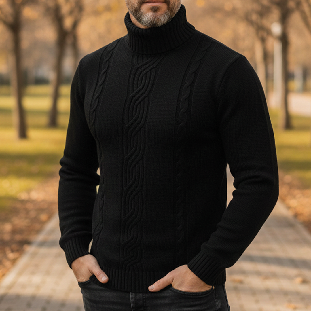 Herrenpullover mit Zopfmuster