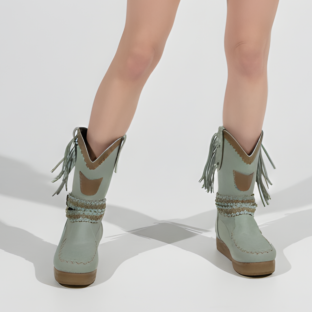 Women's Boho Fringe Western Boots-Metro Lane Plaza