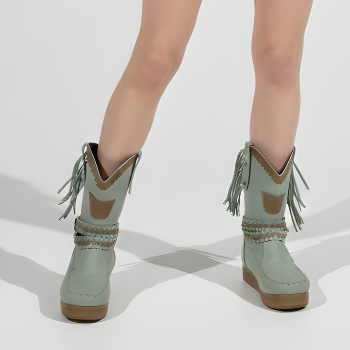 Women's Boho Fringe Western Boots-Metro Lane Plaza