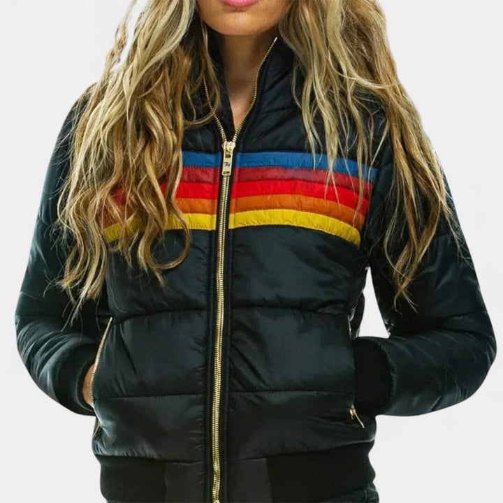 Women's Retro Stripe Puffer Jacket